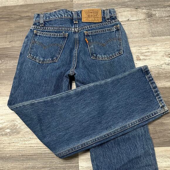 Vintage 90s Levi's 506 Mid Blue Boys 11 22x25.5 Straight‎ Jeans Orange Tab USA - Picture 1 of 13